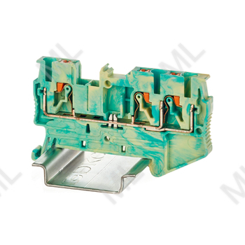 Клемма заземления, зажим push-in, 3 точки подключения, 2.5 кв.мм Арт. VPR-2.5-TWIN-PE-YG - Каталог электротехнического оборудования